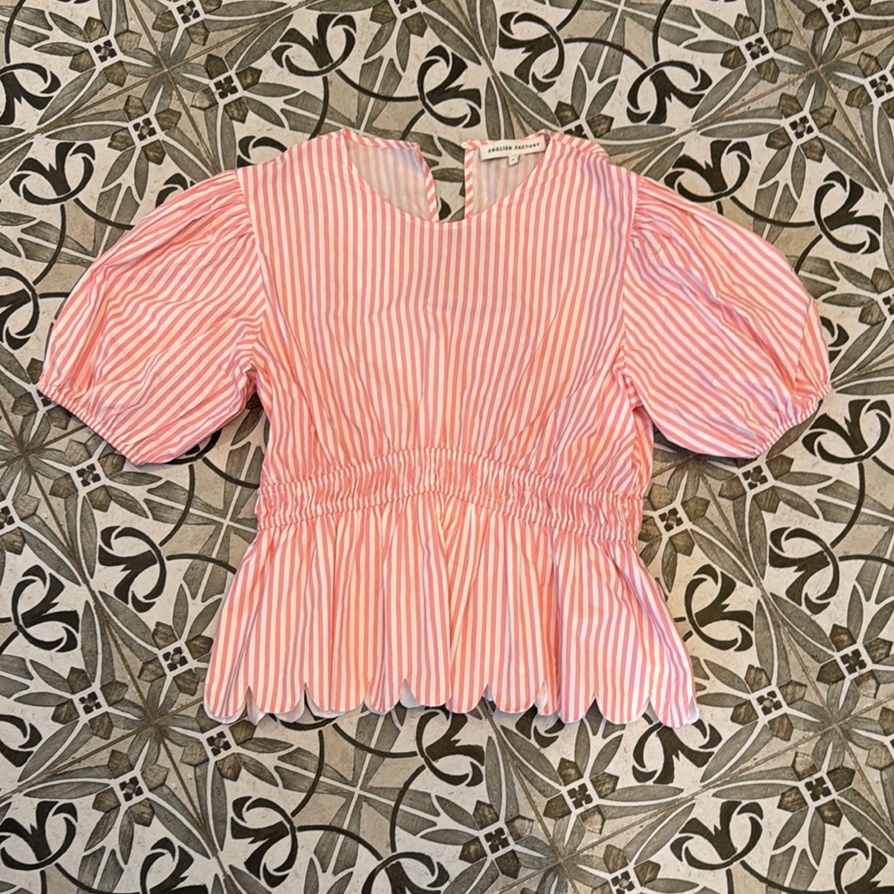 Pink Striped Puff Sleeve Top